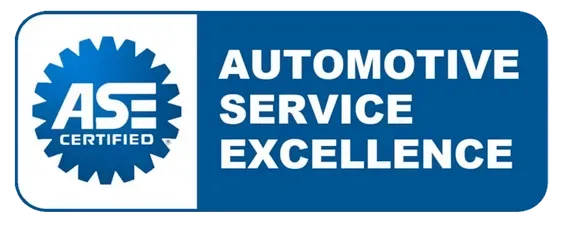 A blue and white sign that says automotive service excellence