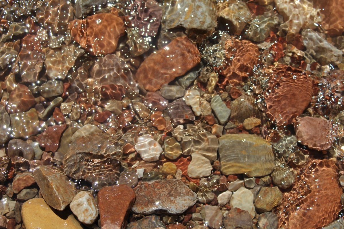 A pile of rocks floating on top of a body of water.