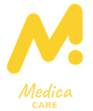 Logo of Medica Care: a dark blue stylized