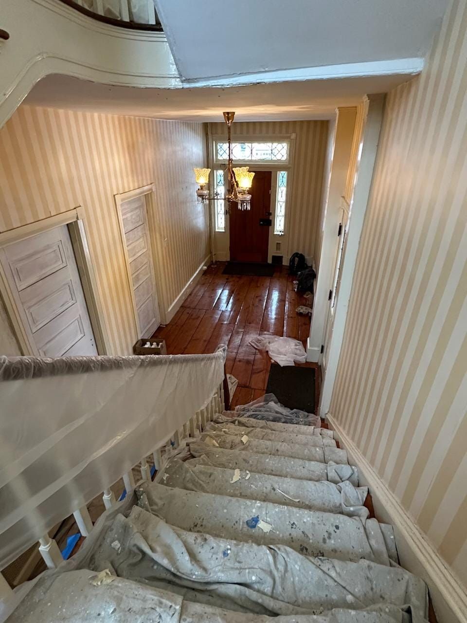 Construction of renovation of hallway walls.