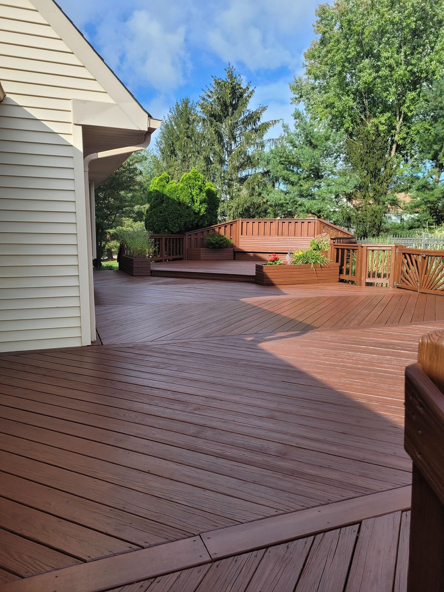 Newly painted wooden deck.