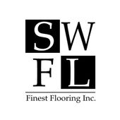 The logo for sw fl finest flooring inc. is black and white.