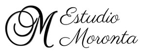 Logotipo estilizado en negro con la inscripción “Estudio Moronta” sobre fondo blanco.