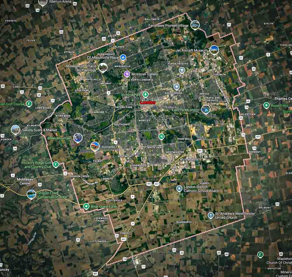 Aerial map of London, Ontario