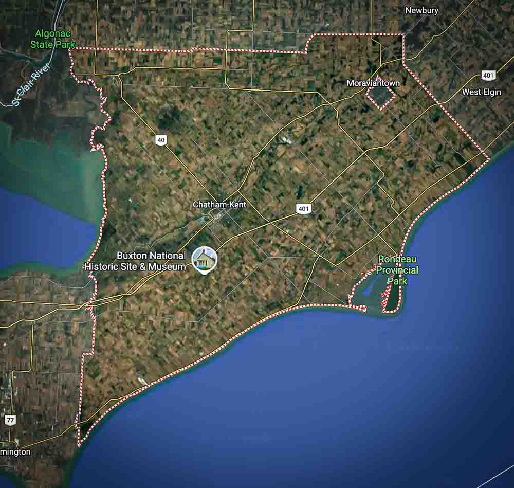 Aerial map of Chatham-Kent, Ontario