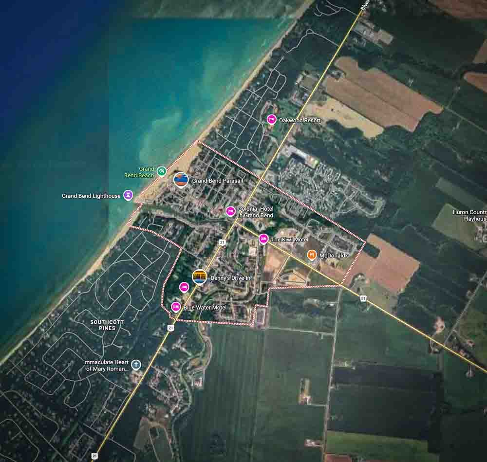 Aerial map of Grand Bend, Ontario