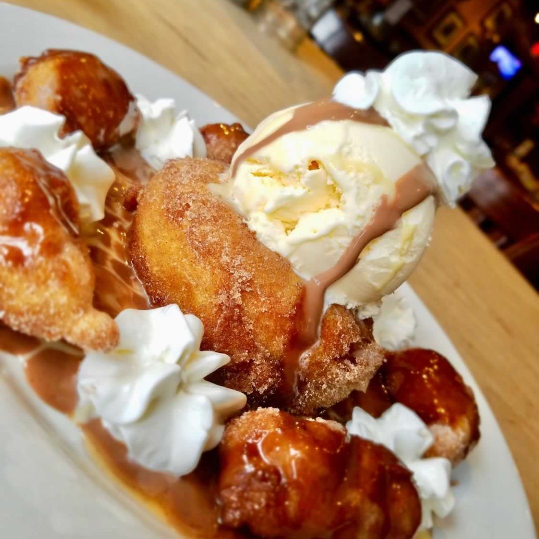 apple fritters with ice cream