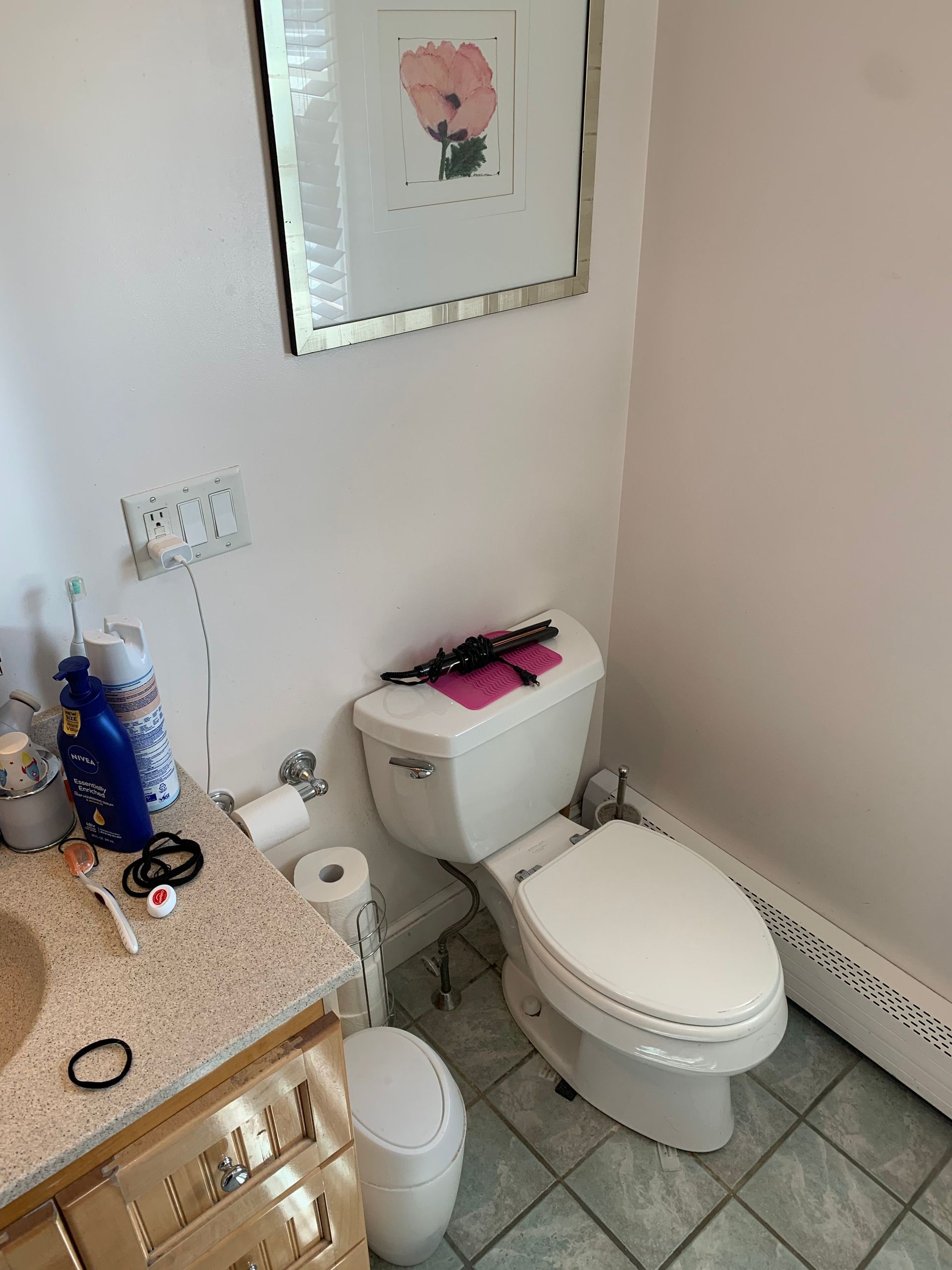 Outdated bathroom before picture by A-Z Finish Carpentry