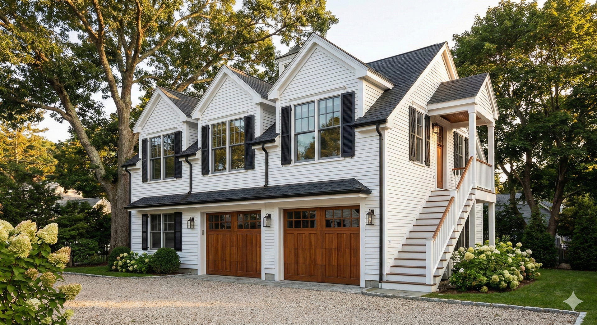 Overhead garage ADU designed for extra living space on a residential North Shore property