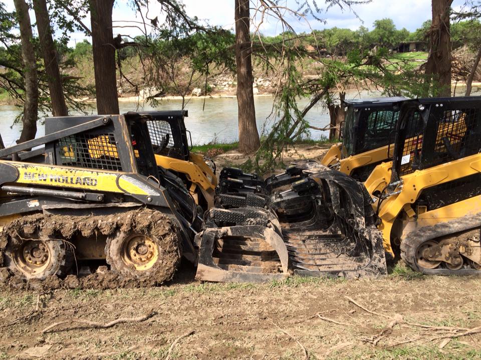 All of the construction machinery owned and used by Langenberg Specialty Services for their land clearing in Boerne, TX