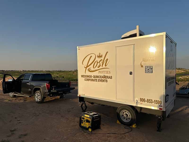 White trailer labeled 