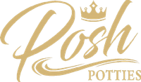Gold script logo: "Posh" with a crown, "Potties" below.