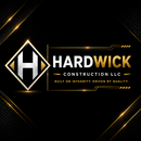 Hardwick Construction LLC logo on black and gold background with contact details