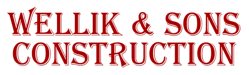 WELLIK & SONS CONSTRUCTION logo in red serif text on a white background