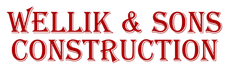 WELLIK & SONS CONSTRUCTION logo in red serif text on a white background