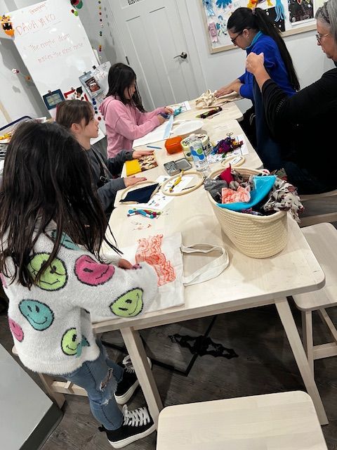 Columbus Fashion Academy kids embroidering
