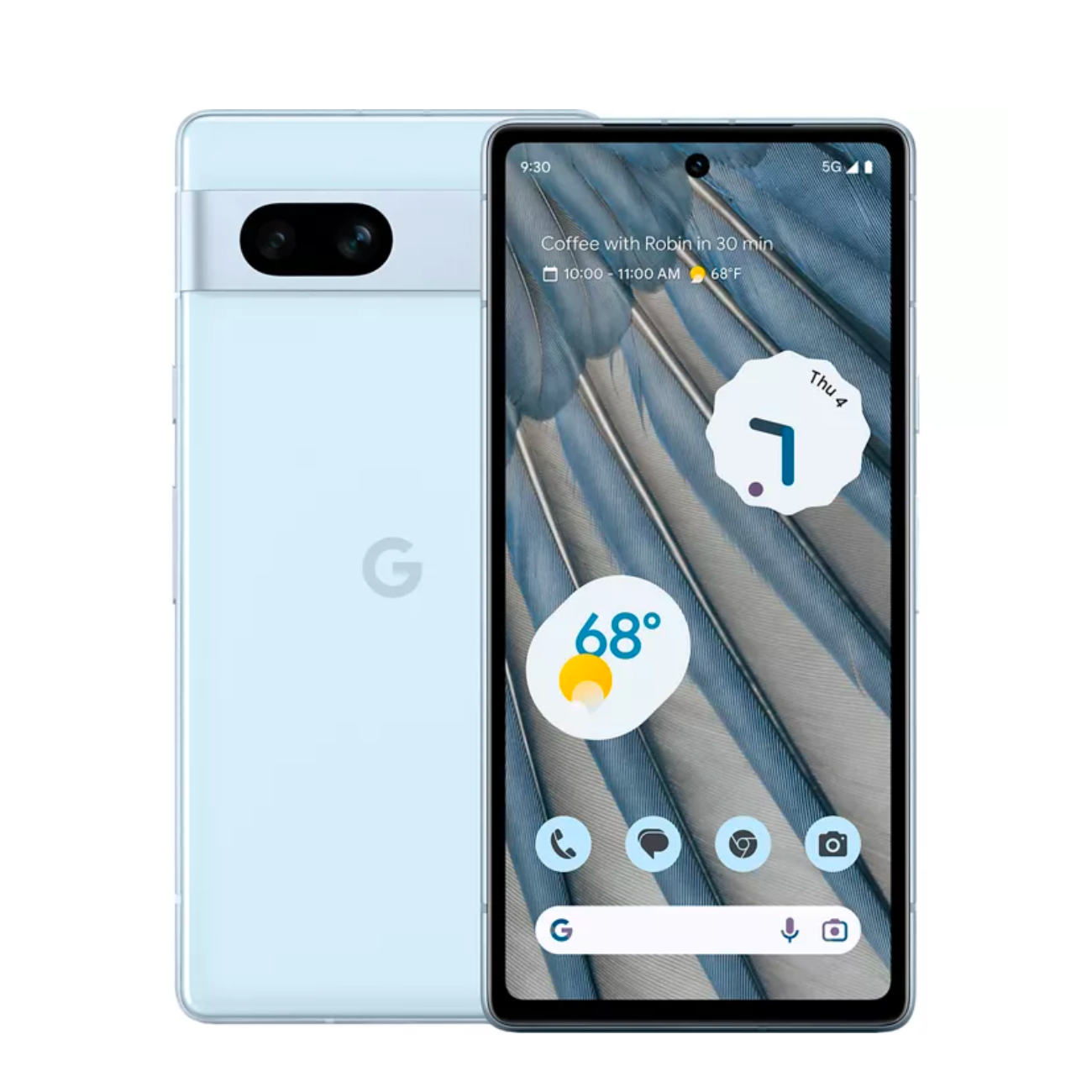 The google pixel 6 pro is a light blue cell phone.