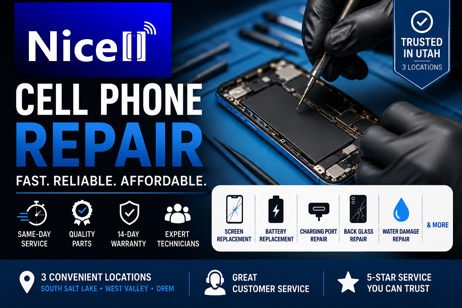 Same day phone repair in West Valley City Utah for iPhone and smartphones