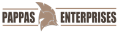 PAPPAS ENTERPRISES logo with a stylized hawk head between brown text and horizontal lines