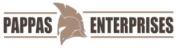 PAPPAS ENTERPRISES logo with a stylized hawk head between brown text and horizontal lines