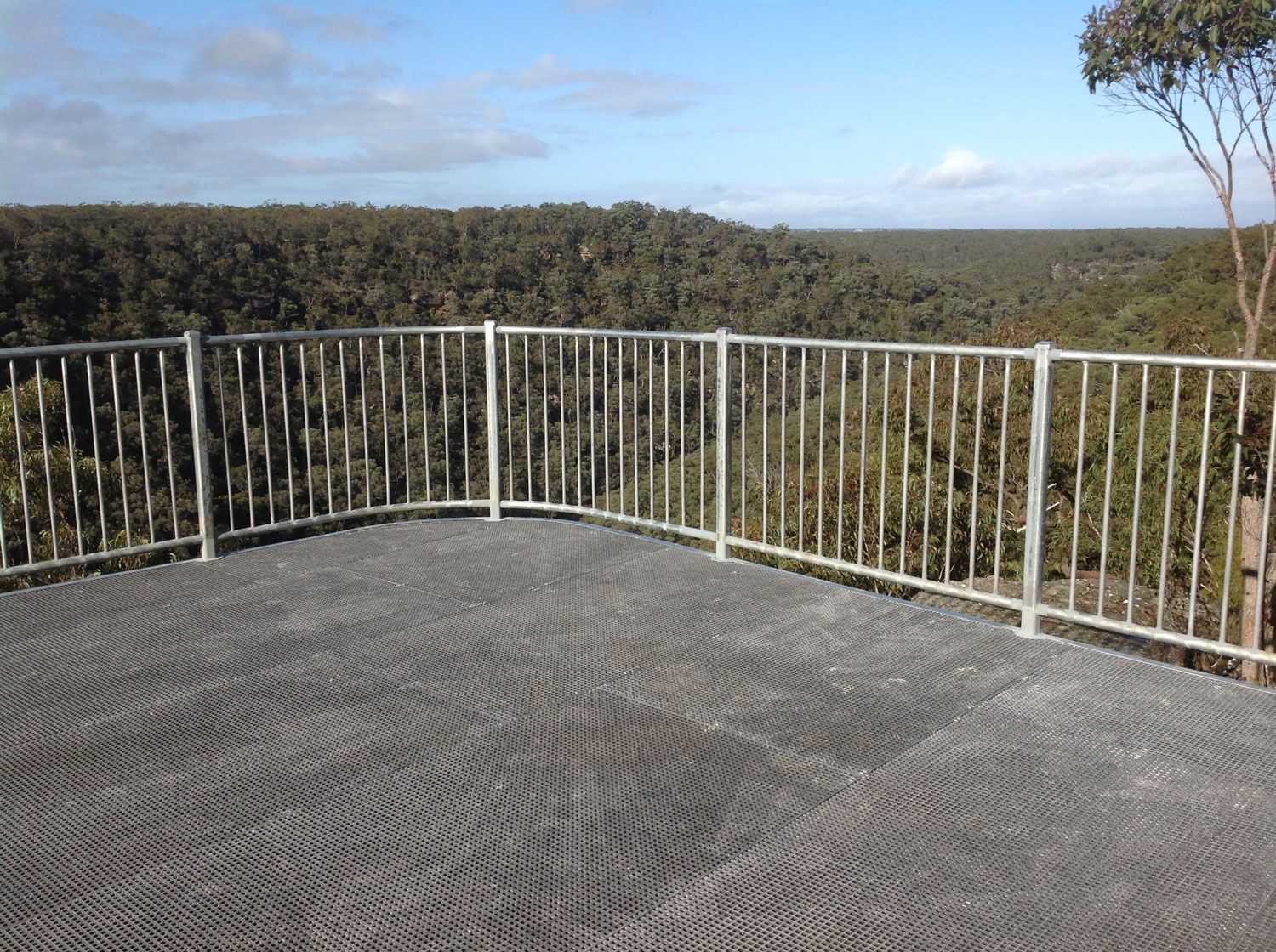 steel platform, fibreglass decking and galvanised steel balustrade