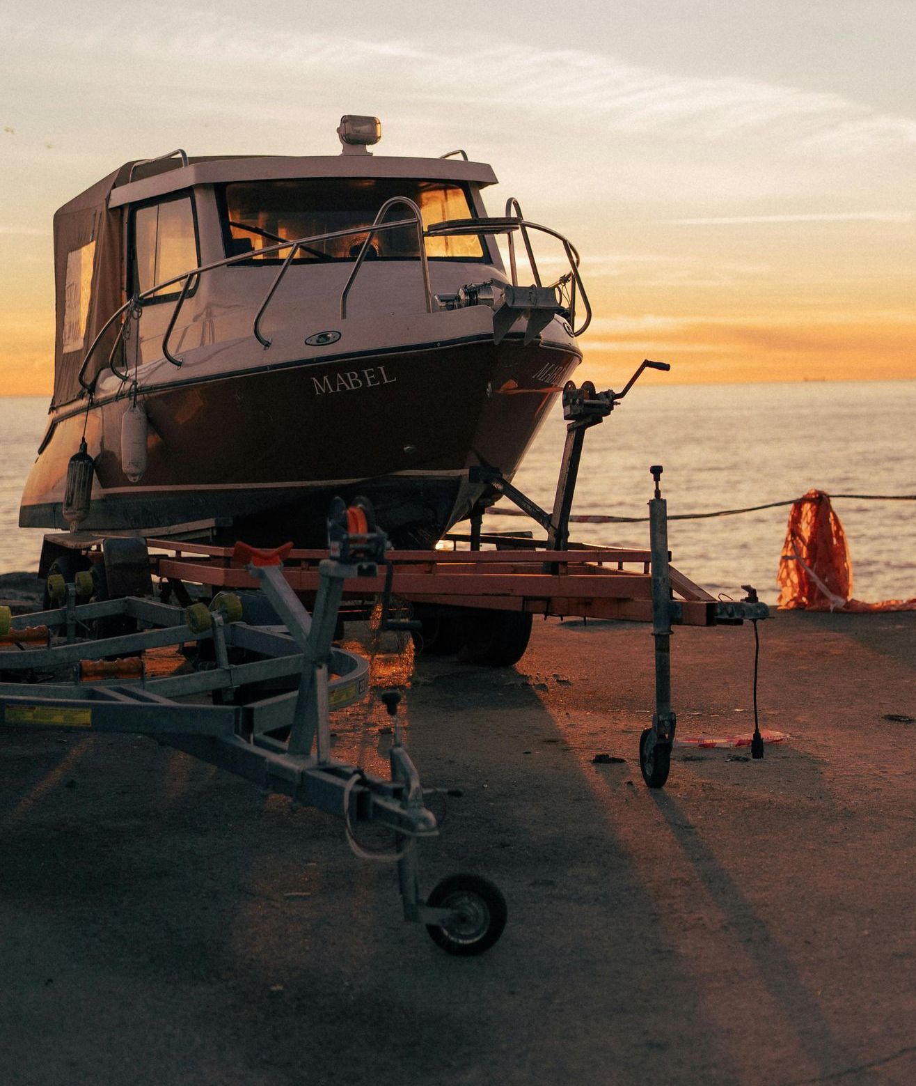 A boat on a trailer