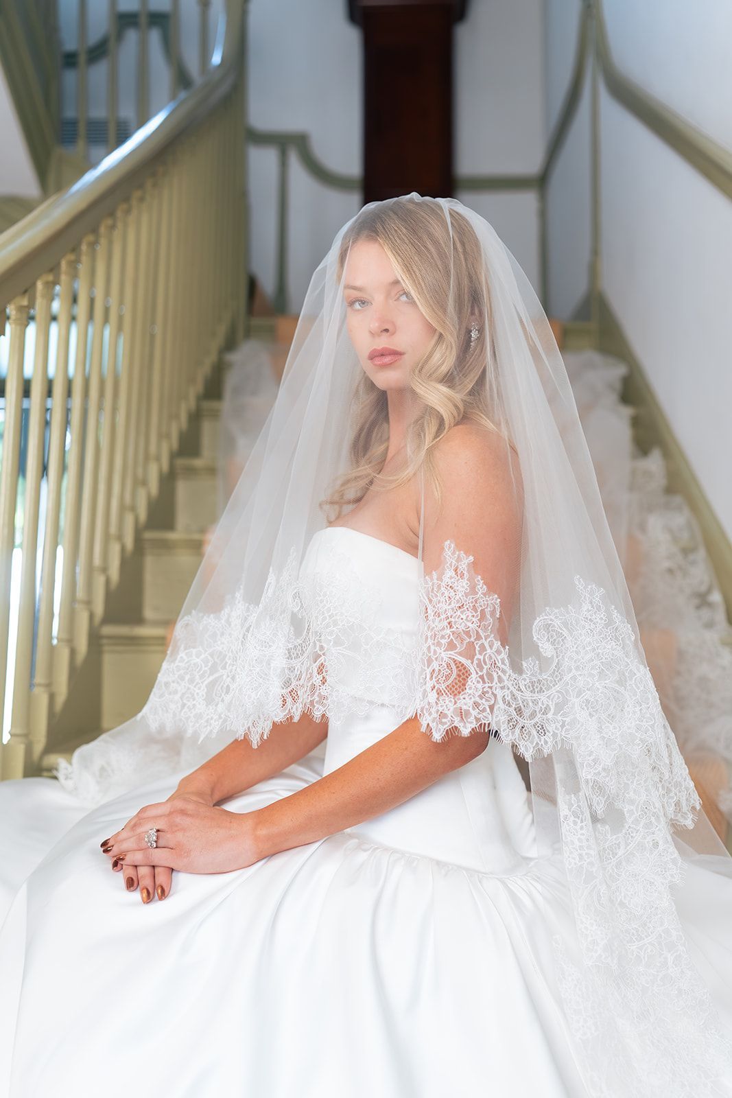 Bride on the stairs of the Parry Mansion