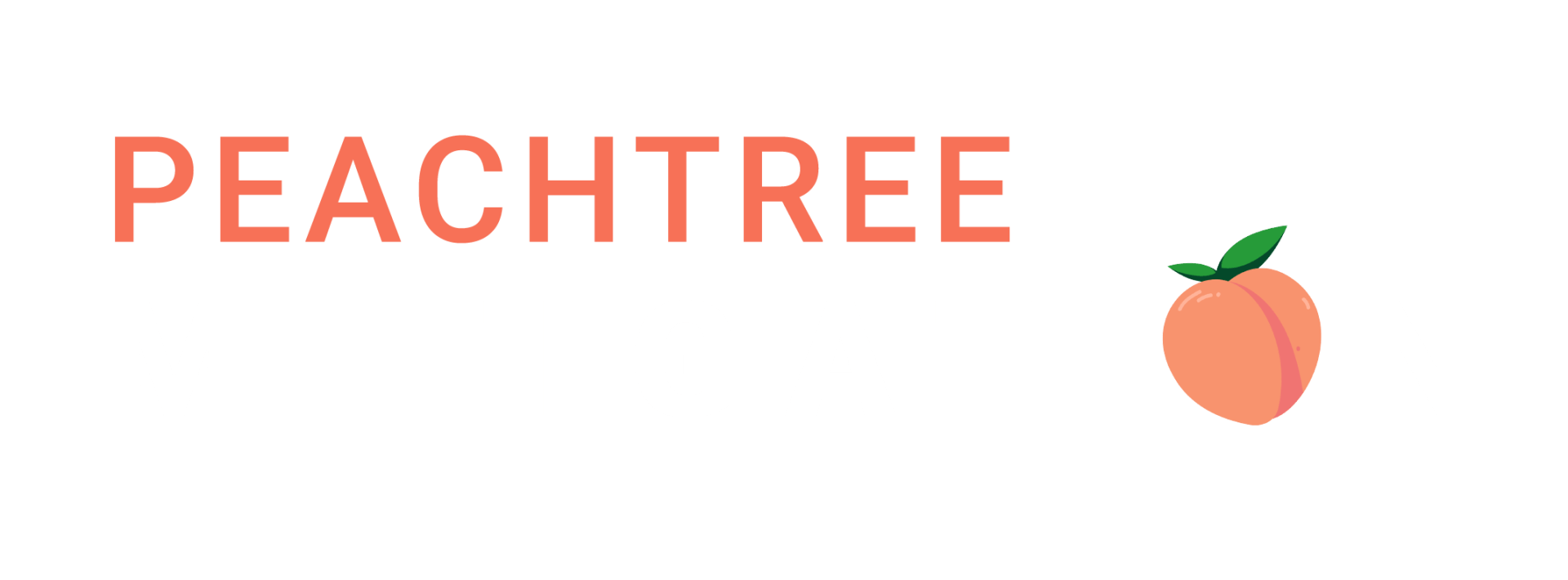 Peachtree logo with coral text and a peach icon on a white background