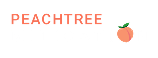 Peachtree logo with coral text and a peach icon on a white background