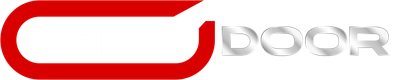 Red and gray “DOOR” logo on a white background
