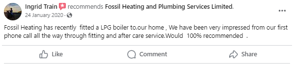 A facebook review for fossil heating and plumbing services limited