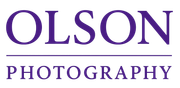 OLSON PHOTOGRAPHY logo in purple text on a white background