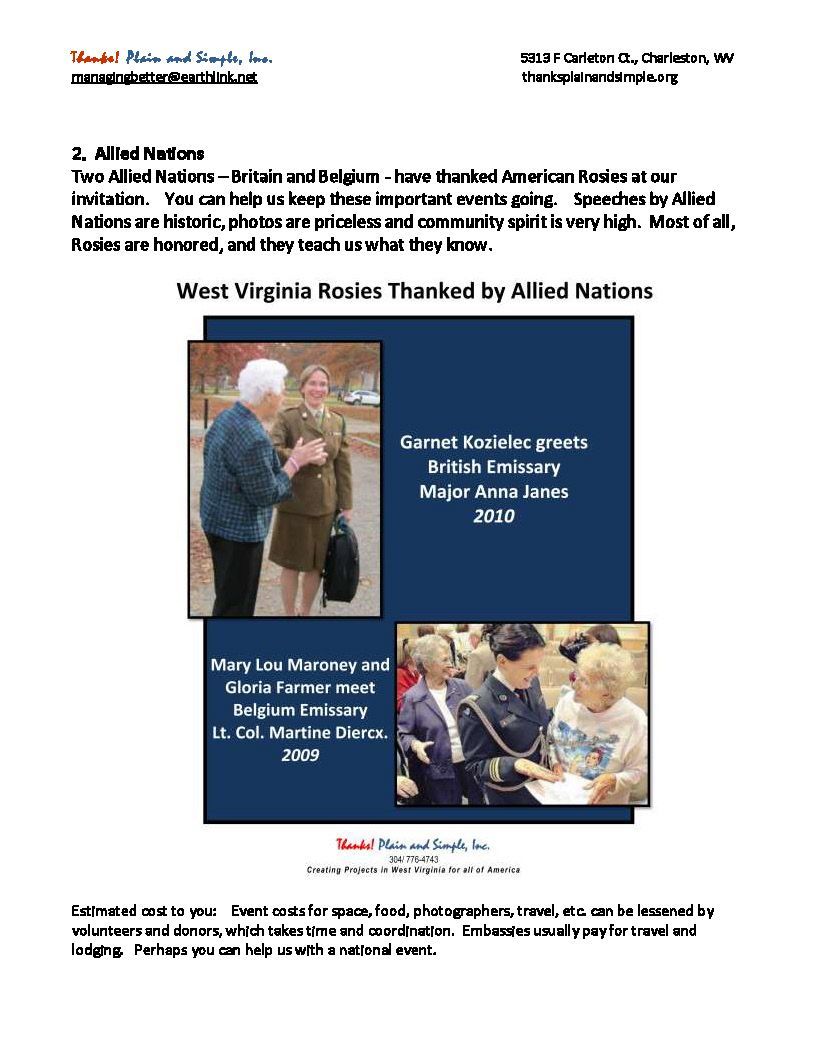 A poster for west virginia rosies thanked by allied nations