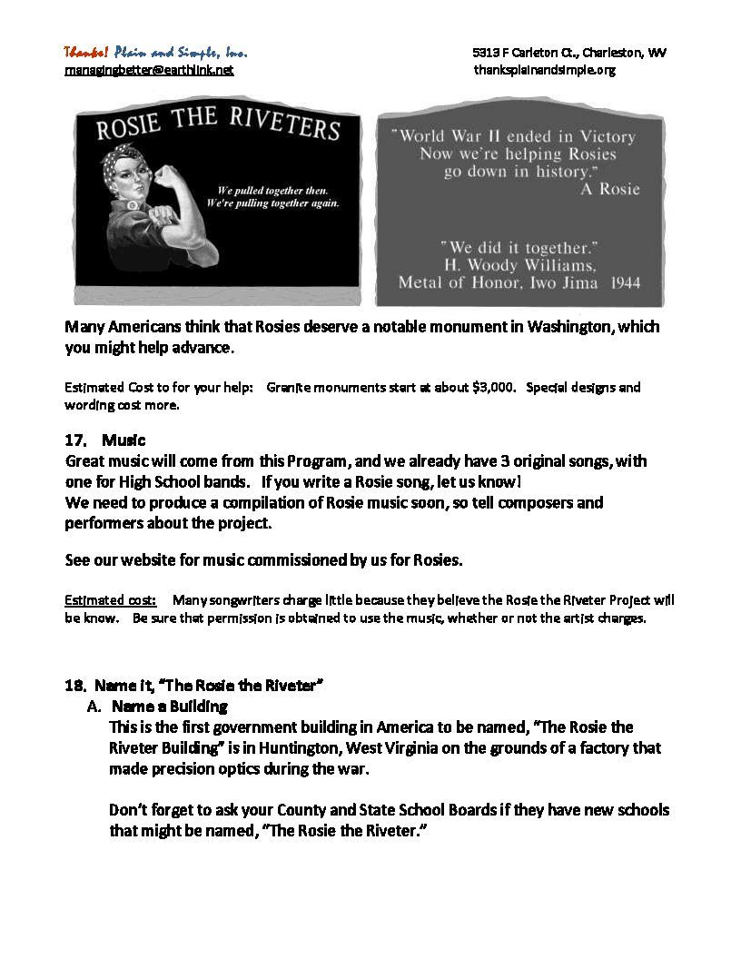 A white sheet of paper with a picture of rosie the riveters on it.