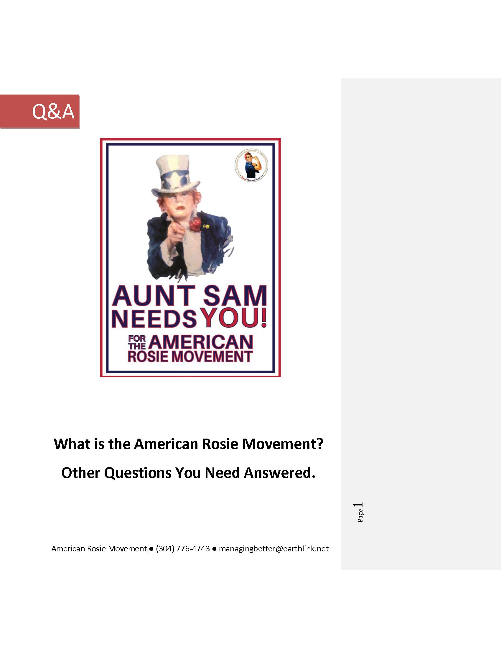 Aunt sam needs you : what is the american rosie movement ? other questions you need answered.