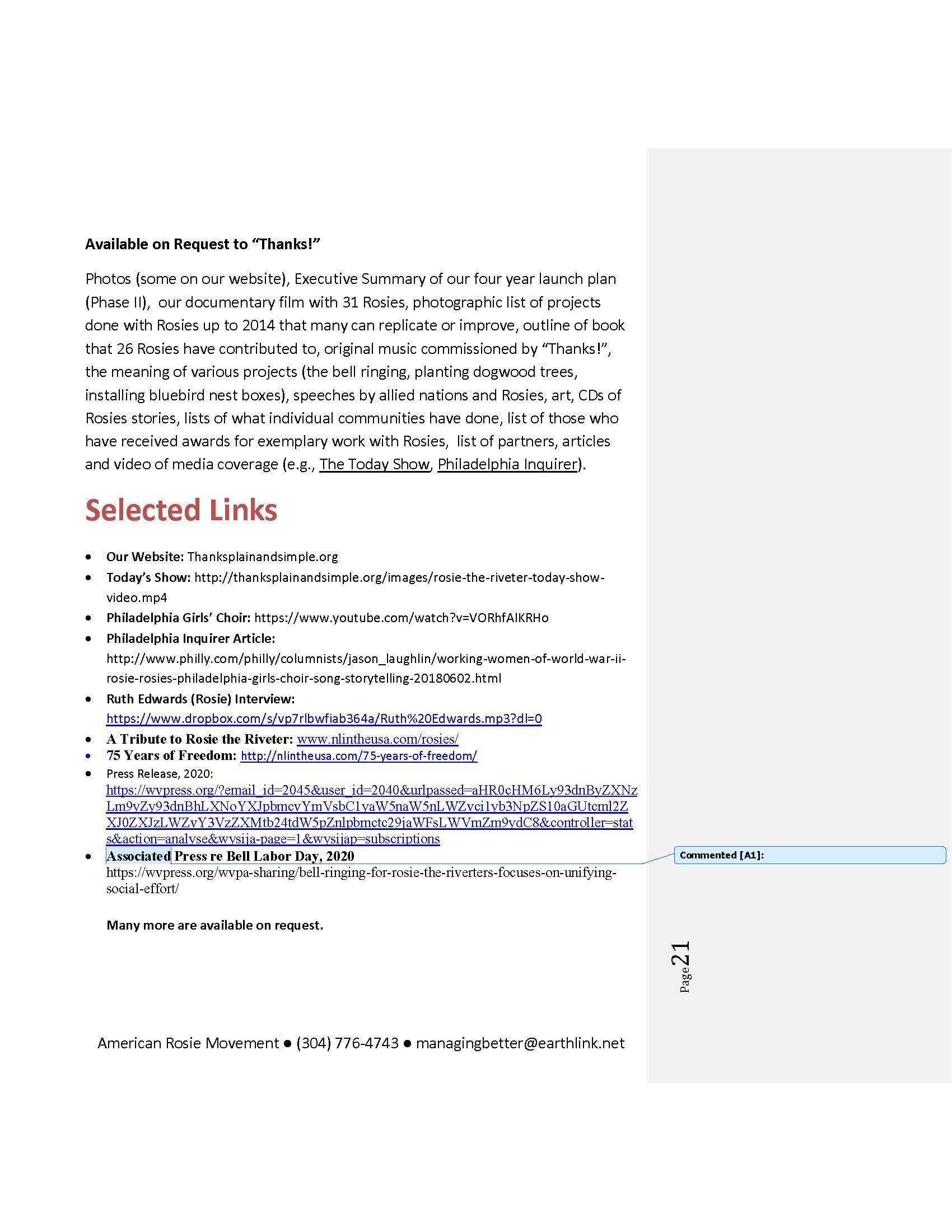 A page of a book with a list of selected links on it.