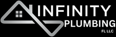 The logo for infinity plumbing fl llc is white on a black background.