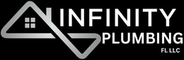 The logo for infinity plumbing fl llc is white on a black background.