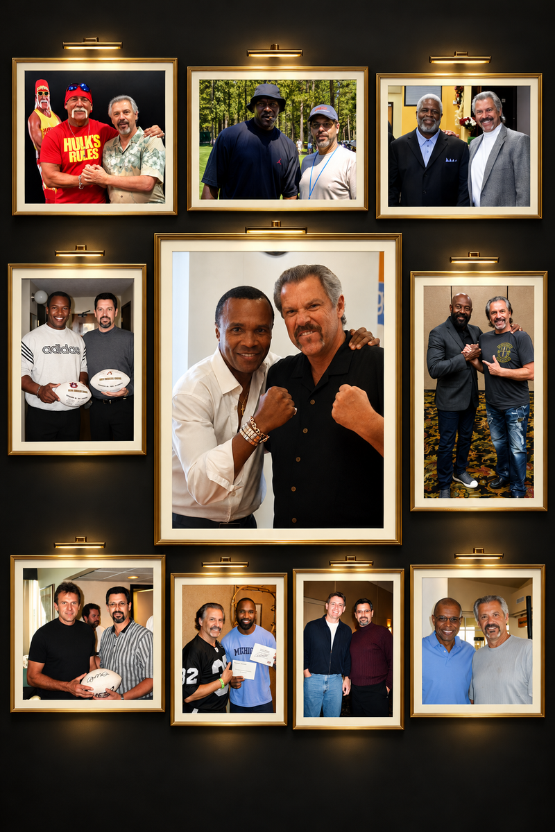 Bruce Fromong with sports and entertainment personalities