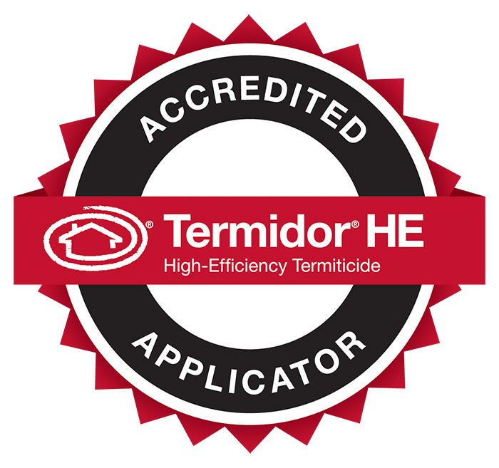 An accredited termicor he applicator logo on a white background