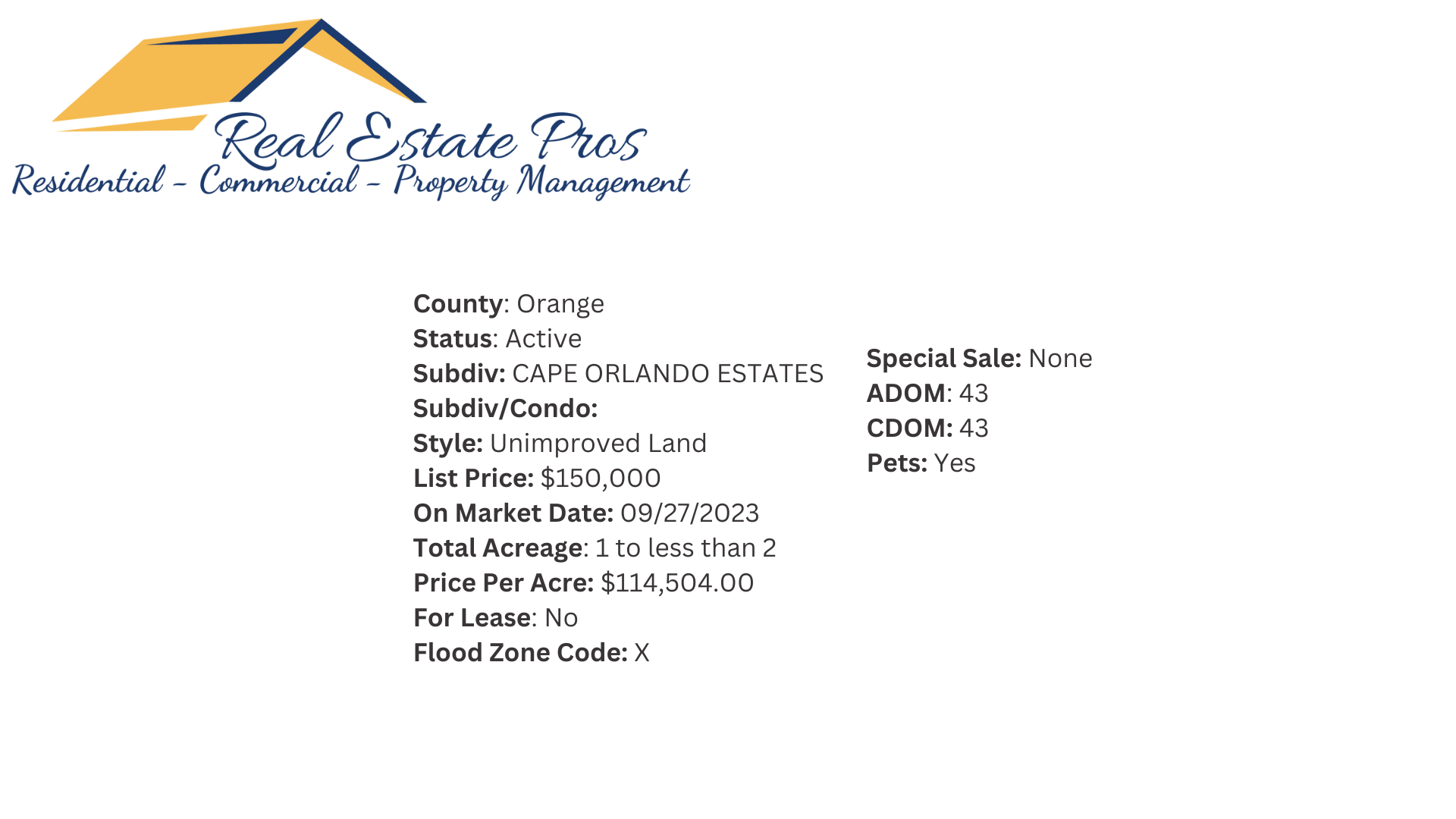 A real estate pro advertisement with a yellow roof