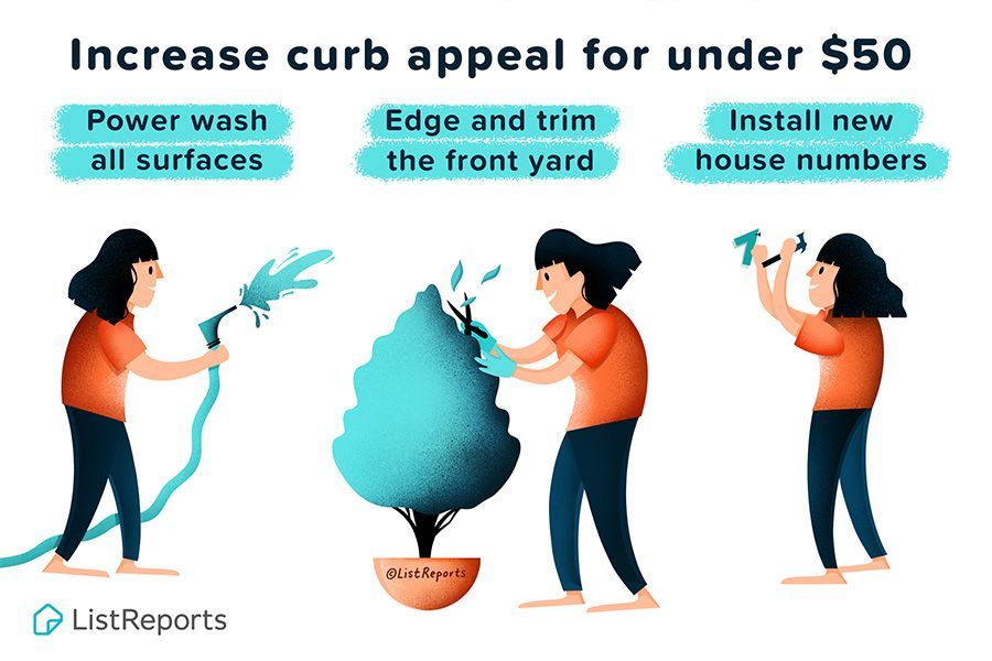 A woman is watering a tree with a hose.