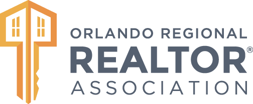 Logo of the Orlando Regional Realtor Association with a key-shaped graphic in gold and the word