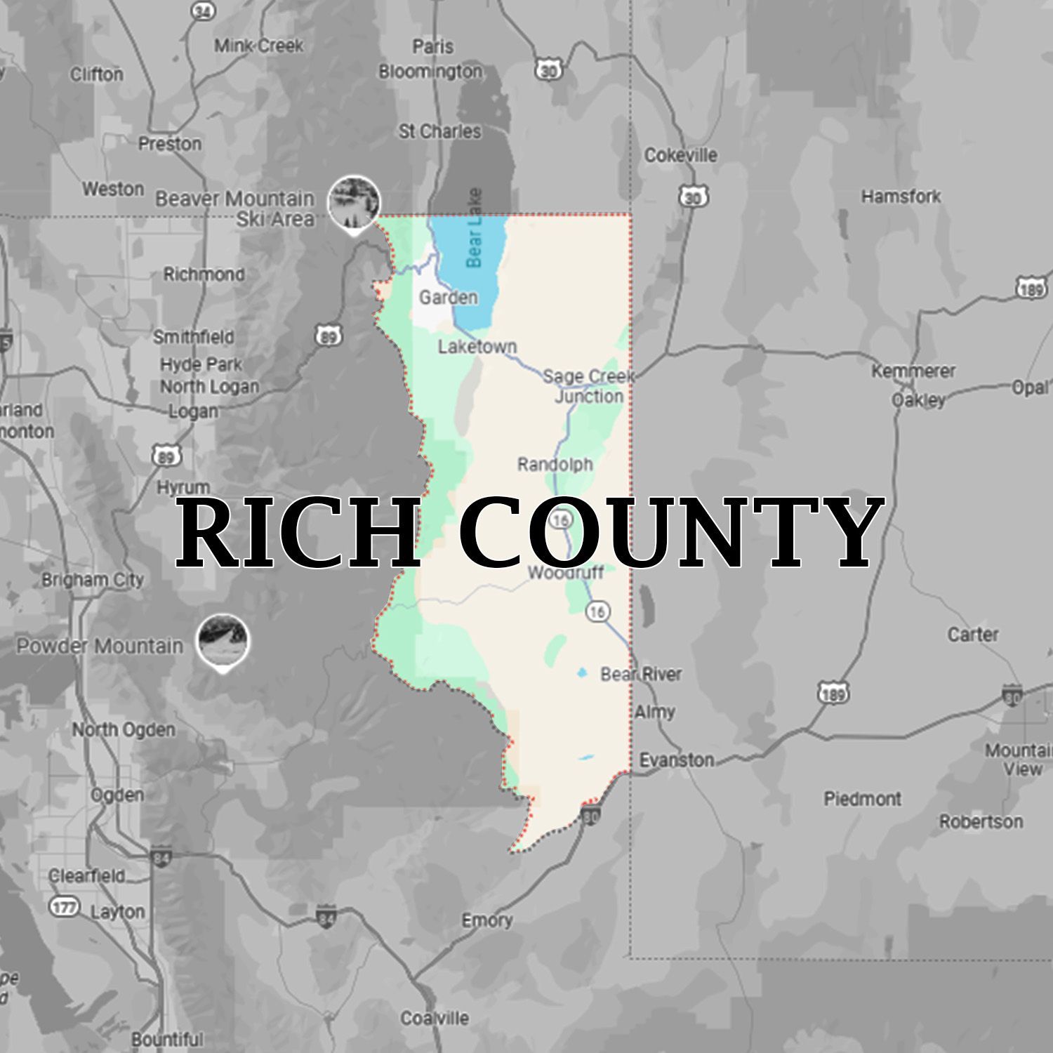 A black and white map of rich county