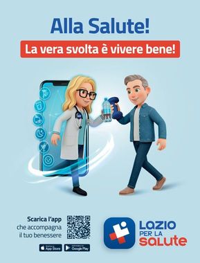 Volantino di una farmacia con un assortimento di prodotti per la salute e la bellezza, prezzi e banner promozionali nei colori viola e verde.