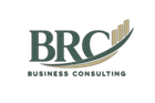 BRC business consulting logo in green and gold with stylized rising bars and arc