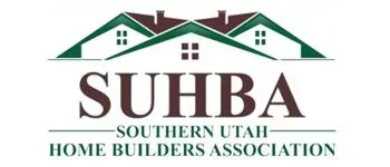 SUHBA logo with green and brown houses and the words