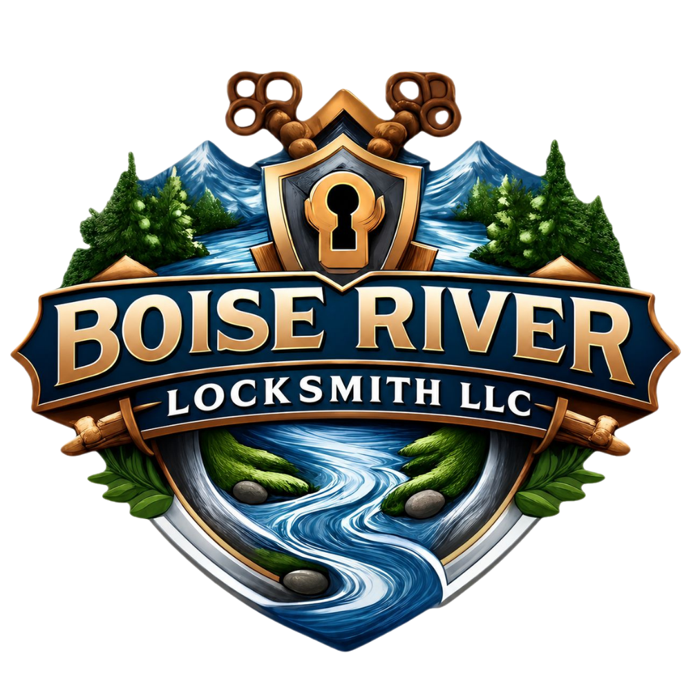 Logo for "AR Locksmith LLC" with a shield, lock, keys, and company initials.