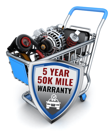 5 Year / 50K Mile Warranty badge | Harvey's Garage