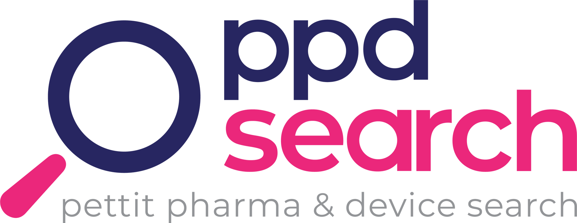 Logo for ppd search with a magnifying glass.